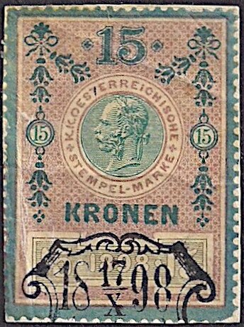 Stempel Marke 1898 15 krone