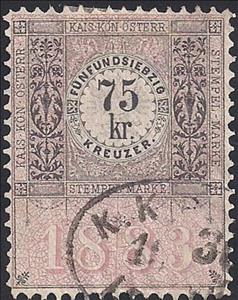 Stamp, Stempel Marke 1883 75kr, Austria,  , Numbers