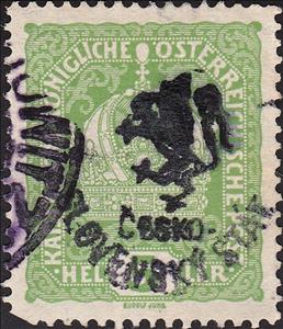 Stamp, Austria Stamps Overprinted "ČESKO-SLOVENSKÝ STÁT" and Lion, Czechoslovakia,  , Coats of Arms, Crowns and Coronets, Golden Objects, Jewelery