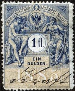 Stamp, Stempel Marke 1885 1fl, Austria,  , Numbers
