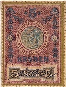 Stamp, Stempel Marke 1898 5 krone, Austria,  , Numbers
