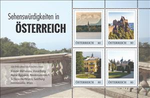 Mini Sheet, Landmarks of Austria (Series I 2019), Personalized and Private Mail Stamps,  , Architecture, Castles, Churches - Cathedrals - Basilicas - Chapels, Palaces