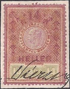 Stamp, Stempel Marke 1898 14 heller, Austria,  , Numbers