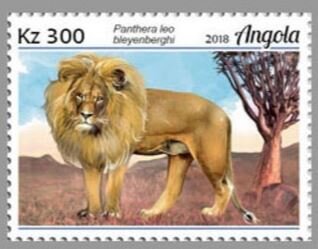 Stamp, Panthera leo bleyenberghi, Angola,  , Animals (Fauna), Cats of Prey, Лев, Mammals