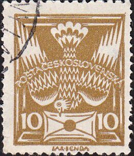Stamp, Dove, Czechoslovakia,  , Birds, Pigeons, Stylized Animals