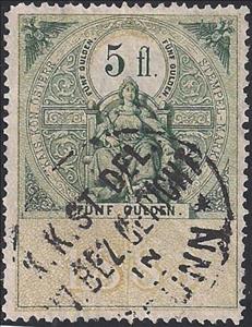 Stamp, Stempel Marke 1883 5fl, Austria,  , Numbers