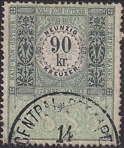 Stamp, Stempel Marke 1885 90kr, Austria,  , Numbers