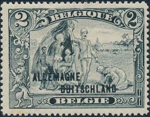 Stamp, Surcharge "Allemagne Duitschland" on Congo, Belgium,  , Flags