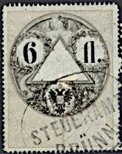 Stamp, Stempel Marke 1858 6fl, Austria,  , Numbers