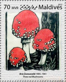 "Three Red Musrooms", by Arie Zonneveld