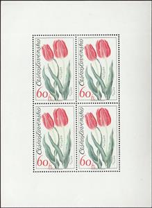 Mini Sheet, Tulips, Czechoslovakia,  , Flowers, Plants (Flora), Tulips