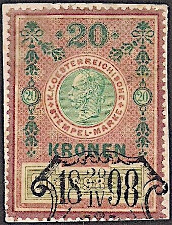 Stempel Marke 1898 20 krone