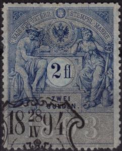 Stamp, Stempel Marke 1893 2fl, Austria,  , Numbers