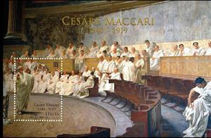 Souvenir Sheet, Cesare Maccari, Italy,  , Famous People
