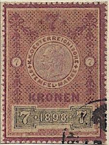 Stamp, Stempel Marke 1898 7 krone, Austria,  , Numbers