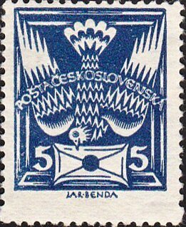Stamp, Dove, Czechoslovakia,  , Birds, Pigeons, Stylized Animals