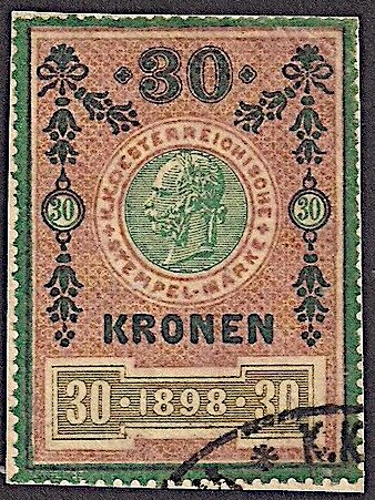 Stempel Marke 1898 30 krone