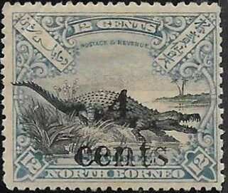 Saltwater Crocodile Surcharged "4 Cents"