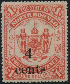 Coat of Arms Surcharged "4 Cents"
