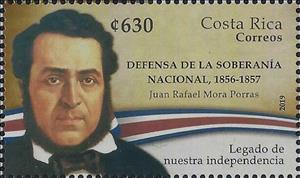 Stamp, Juan Rafael Mora Porras & Defense of Independence 1856-1857, Costa Rica,  , Flags, Heads of State, Heads of State (Military)