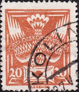 Stamp, Dove, Czechoslovakia,  , Birds, Pigeons, Stylized Animals