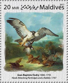 "Hawk Attacking Partridges and a Rabbit", by J.-B. Oudry