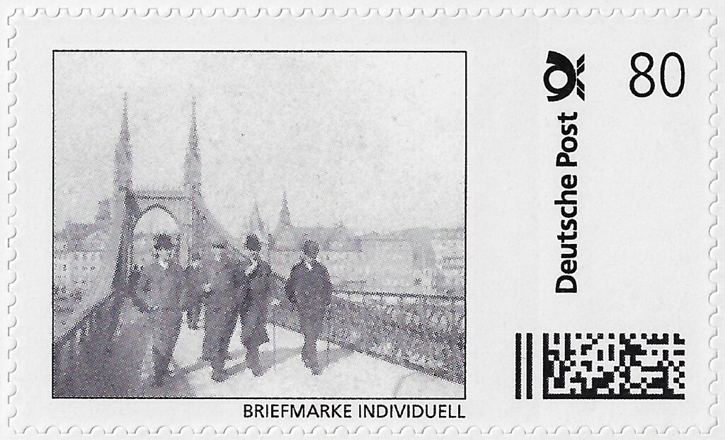 80: 150 years bridge Eiserner Steg Frankfurt: 1890 with men
