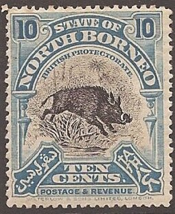 Stamp, Javan Warty Pig (Sus verrucosus), North Borneo,  , Pigs