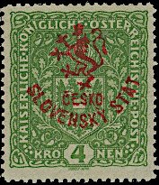 Austria Stamps Overprinted "ČESKO-SLOVENSKÝ STÁT" and Lion