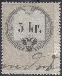 Stamp, Stempel Marke 1858 5kr, Austria,  , Numbers