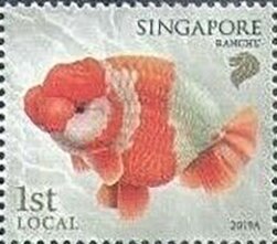 Stamp, Ranchu, Singapore,  , Animals (Fauna), Fishes