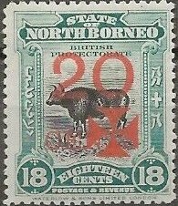 Banteng Surcharged Overprinted with Maltese Cross