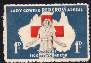 Stamp, Lady Gowrie Red Cross Appeal, Cinderellas,  , Charity, Healthcare, Maps, Red Cross and Red Crescent