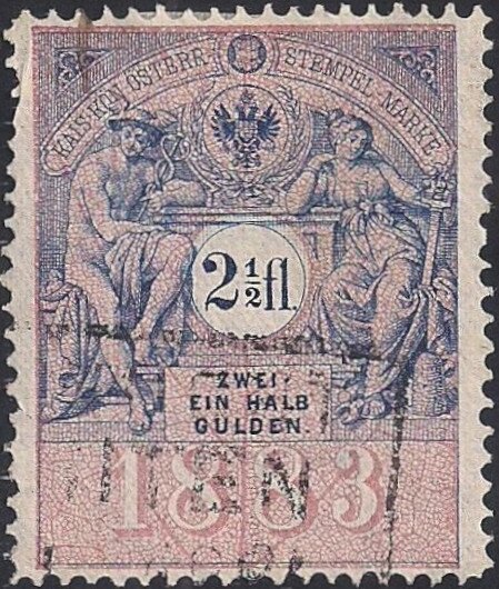 Stempel Marke 1883 2 1/2fl