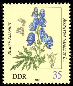 Stamp, Aconitum napellus, Germany, Democratic Republic,  , Plants (Flora)