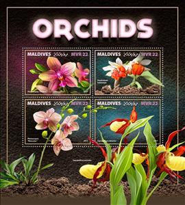 Mini Sheet, Orchids, Maldives,  , Flowers, Orchids, Plants (Flora)