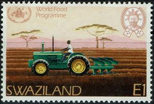 Stamp, Tractor, Swaziland,  , Food, Tractors