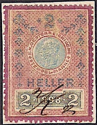 Stempel Marke 1898 2 heller