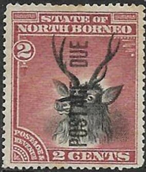Sambar Deer (Cervus unicolor) Overprinted "POSTAGE DUE"