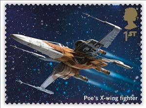 Stamp, Poe's X-Wing Fighter, United Kingdom of Great Britain & Northern Ireland,  , film, Science Fiction, Star Wars