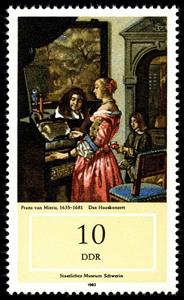 Stamp, "House Concert" (F. v. Mieris), Germany, Democratic Republic,  , Paintings