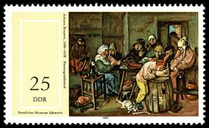 Stamp, "Peasant society" (A. Brower), Germany, Democratic Republic,  , Paintings