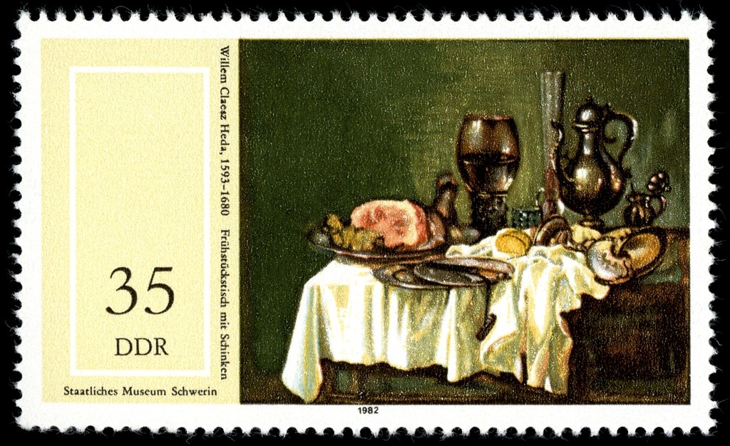 "Breakfast table with ham" (W. C. Heda)