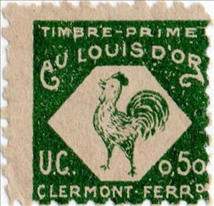 Stamp, Louis d'Or Prime TimbreTrading Stamp Clermont Ferrand, Cinderellas,  , Roosters and Chickens, Shopping
