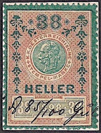 Stempel Marke 1898 38 heller