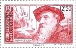 Stamp, Portrait of Auguste Rodin, France,  , Artists, Famous People, Headgear, Sculptors