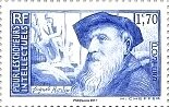 Stamp, Portrait of Auguste Rodin, France,  , Artists, Famous People, Headgear, Sculptors