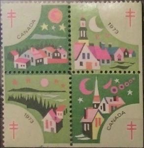 Se-tenant, Sleeping Town at night, Cinderellas,  , Charity, Christmas, Tuberculosis / TBC