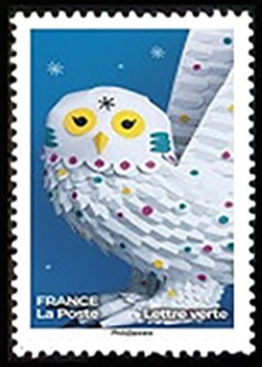 Stamp, Holiday Stamps 2019, France,  , Animals (Fauna), Birds, Christmas, Owls