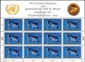 Mini Sheet, Nobel Prize, UNO Vienna,  , Flags